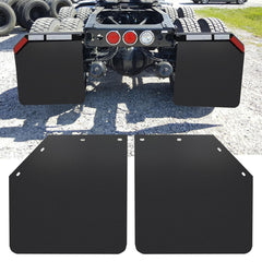 TIROL front view of angled mud flaps showing full coverage and protection
