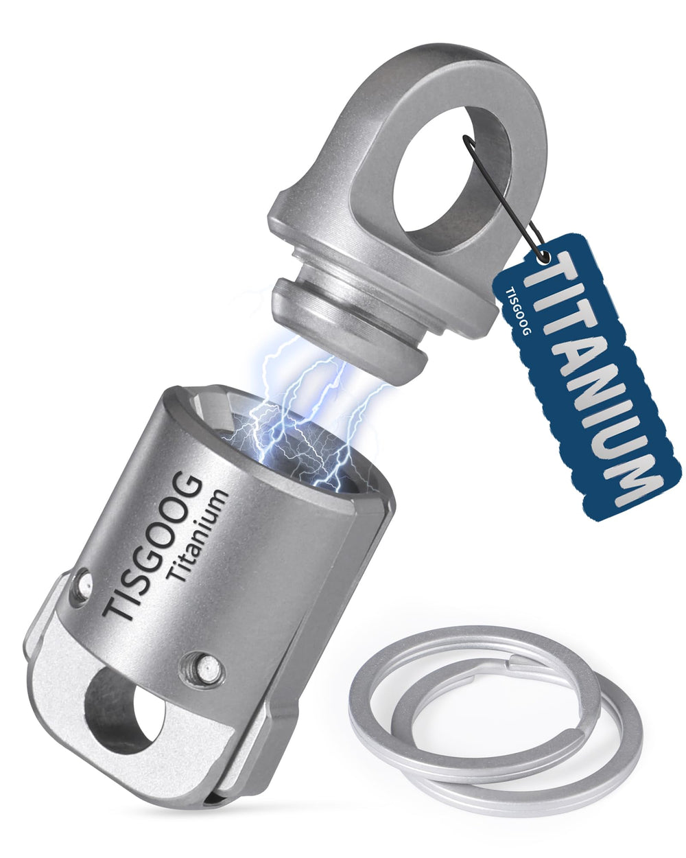 TISGOOG front view of titanium keychain showing compact form and durability