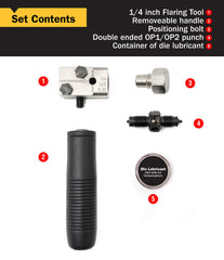 Titan tool with handle removed in bench vise demonstrating space-saving benefit