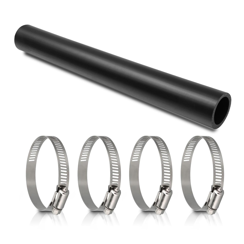 TKKEUEP front view of packaged filler hose showing included clamps and label benefits