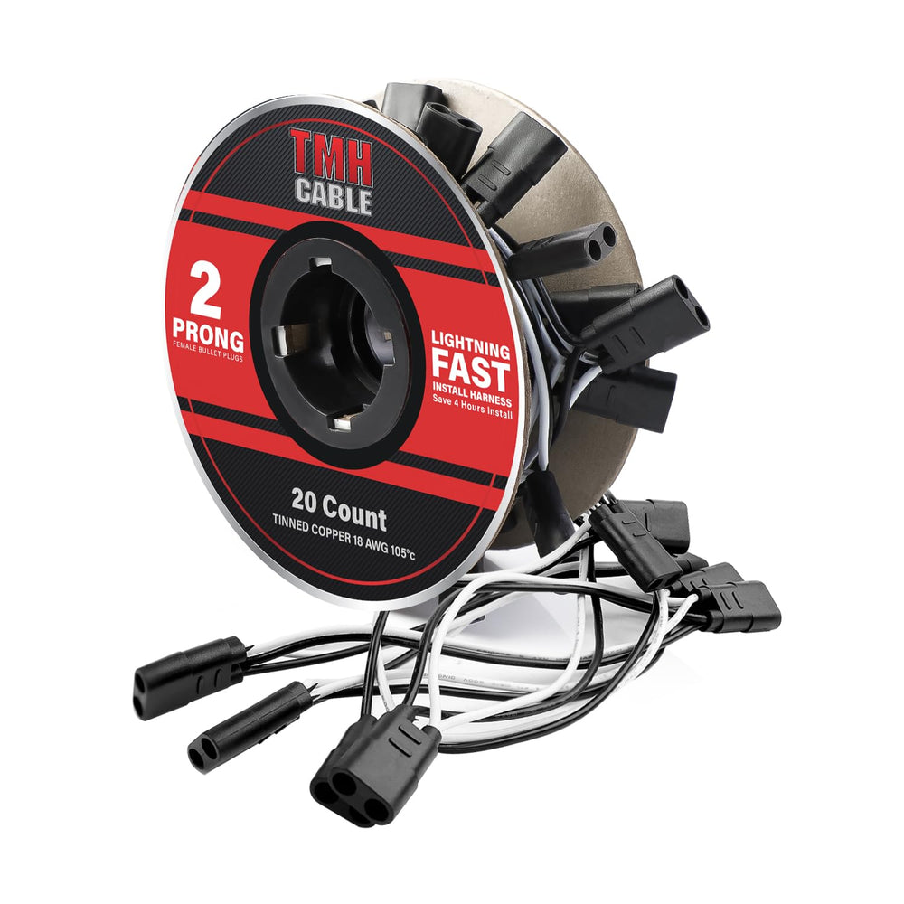 TMH roll front view showing 20 double female plugs and neat coiled harness for fast installs
