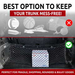 TN TrunkNets holding groceries and luggage to prevent shifting while driving
