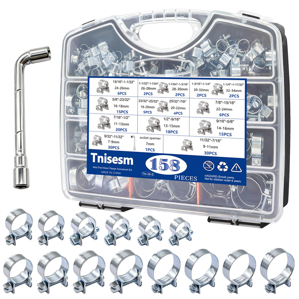 Tnisesm front of kit box showing organized compartments and assorted clamps for quick access