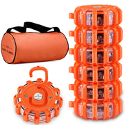 Tobfit front packaging showing six LED road flares and included storage bag for easy readiness