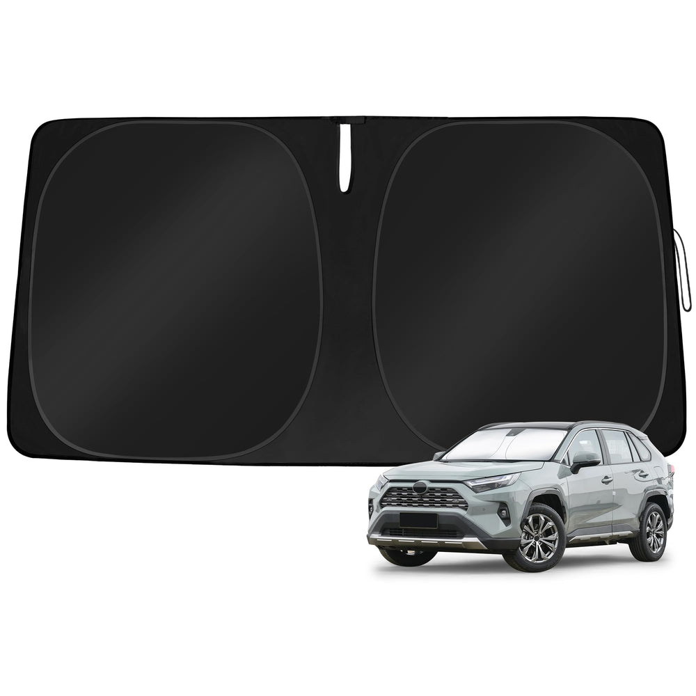 TOBNIFFD front packaging showing custom-fit RAV4 coverage and easy install benefit