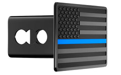 TOEASYTY close-up of thin-blue-line flag texture highlighting durable coated finish