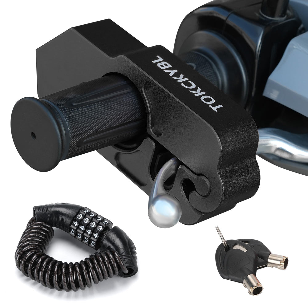 TOKCKYBL front view lock mounted on handlebar showing visible deterrence