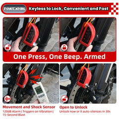 TOKCKYBL reminder cable and helmet lock displayed for theft prevention