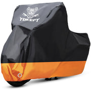 Tokept front view cover on motorcycle showing full-length protection and weather resistance
