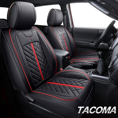 Tomatoman seat covers installed in Tacoma showcasing real-car fit