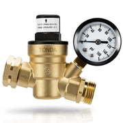 TONDA regulator front view showing gauge and connectors, ensures reliable pressure control