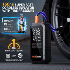 TONTONJIA digital air compressor screen displaying PSI and presets for accurate inflation