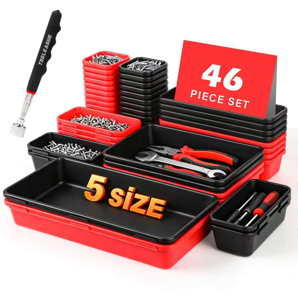 TOOLEAGUE front view of full tray set showing all sizes and colors for easy selection