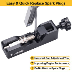 Toolwiz gap tool close-up of jaws for secure spark plug bending benefit