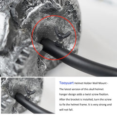 Tooyuart skull helmet holder closeup of resin texture showing durable finish and lasting look
