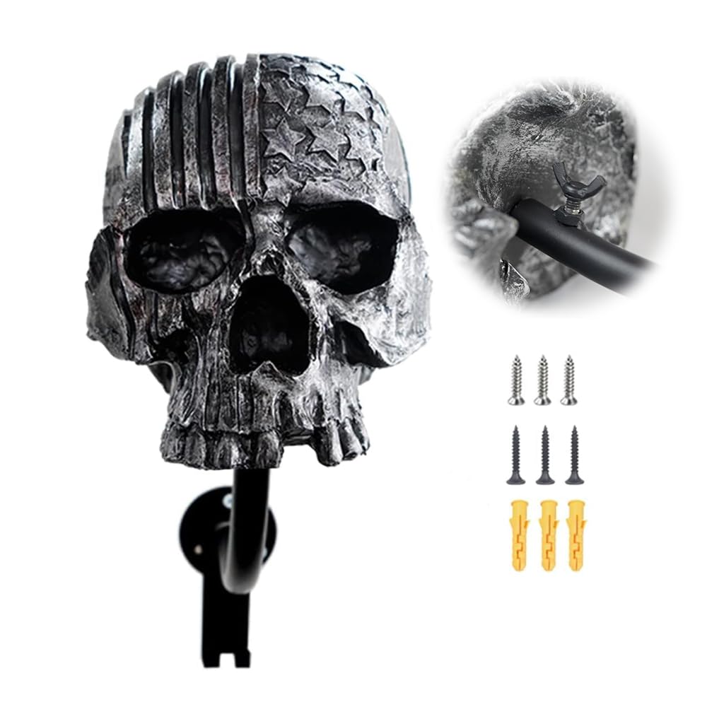 Tooyuart skull helmet holder front view showing bold display and organization