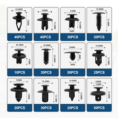 TOPCNOEM close-up of assorted clip sizes to match vehicle parts accurately