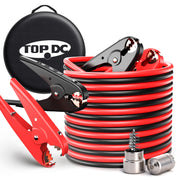 TOPDC front packaging showing 16ft jumper cables and robust carry bag benefit