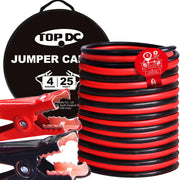 TOPDC front view of packaged 25ft jumper cables showing portability and durability