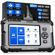 TOPDON AD500 front display showing menu and quick diagnostics for faster checks