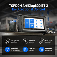 TOPDON AD800BT 2 running actuator test on vehicle to verify component function