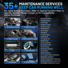 TOPDON ArtiDiag Pro 35+ services menu visible, enabling routine resets and maintenance tasks