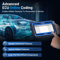TOPDON ArtiDiag Pro ECU coding screen demonstrating vehicle feature configuration benefit