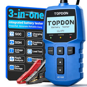 TOPDON BC100 front view showing compact tester and clear benefit of portability