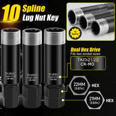 Topec deep spike socket detail demonstrating reach into spiked and recessed lug nuts