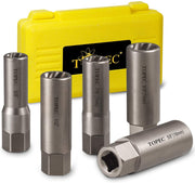Topec front packaging showing the 5-piece spiral extractor set and case, ready to use