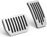 Topfit front view of pedal covers showing clean aluminum finish and improved style