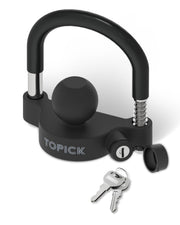 TOPICK front view of hitch lock showing secure fit and quick installation benefit