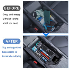 TOPINSTALL organizer installed in Camry console for neat storage and quick access