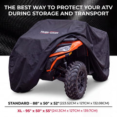 Tough Cover fitted on an ATV outdoors showing secure all-weather coverage