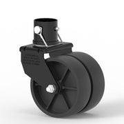 TOWKING front view of dual 6" caster showing wheel alignment and durability benefit