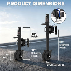 TOWKING jack mounted on trailer tongue showing stable support and fit