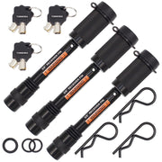 TowWorks front view of three keyed-alike hitch locks showing kit convenience