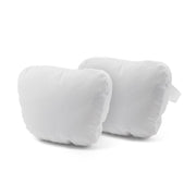 TPARTS front view of white headrest pair showing clean match to Tesla seats
