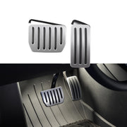 TPARTS front view of brushed aluminum pedal covers showing sleek OEM-style upgrade