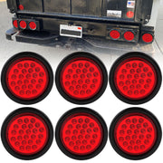 Traberm front view 4-inch red LED tail light showing clear lens and benefit of visibility