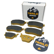 Traild packaging front view showing full brake pad set and fitment benefit