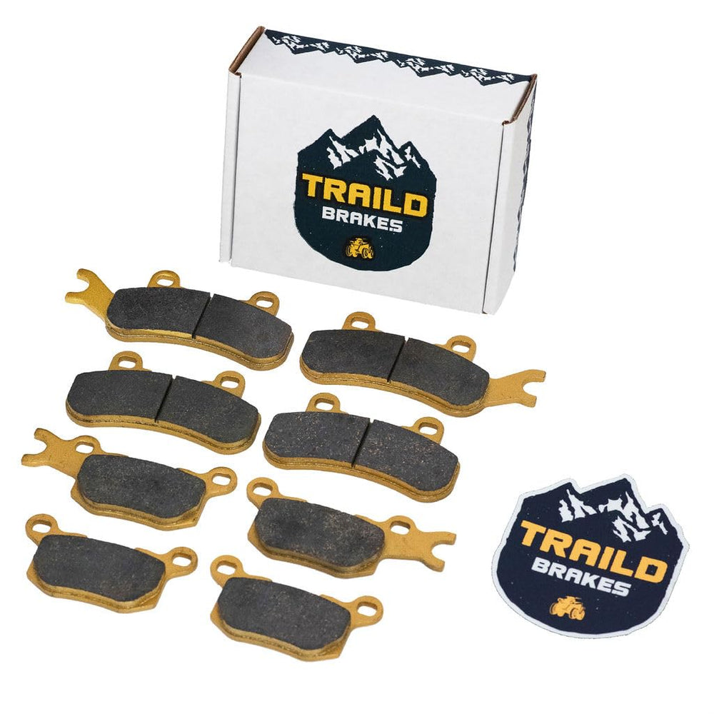 Traild front pads on bench showing clean fit and quiet braking benefit