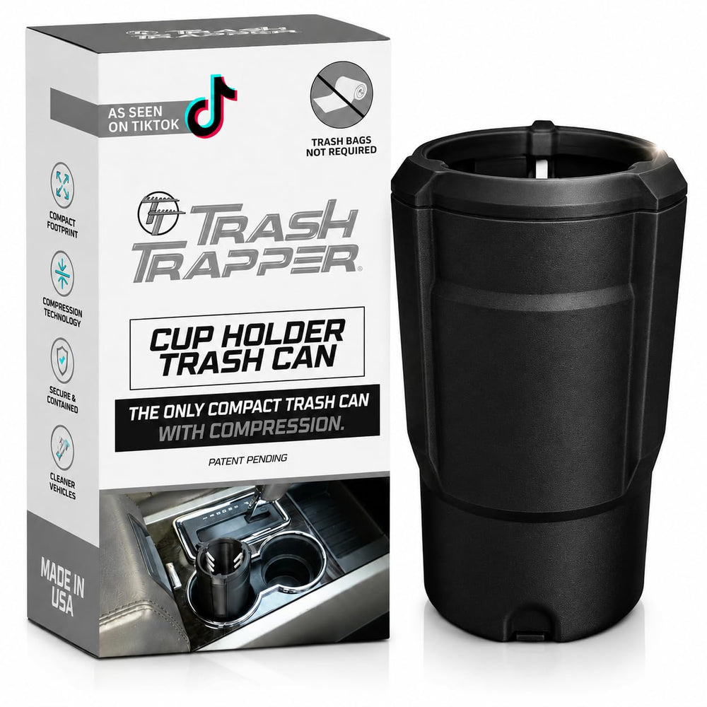 Trash Trapper front view in cupholder showing tidy containment benefit