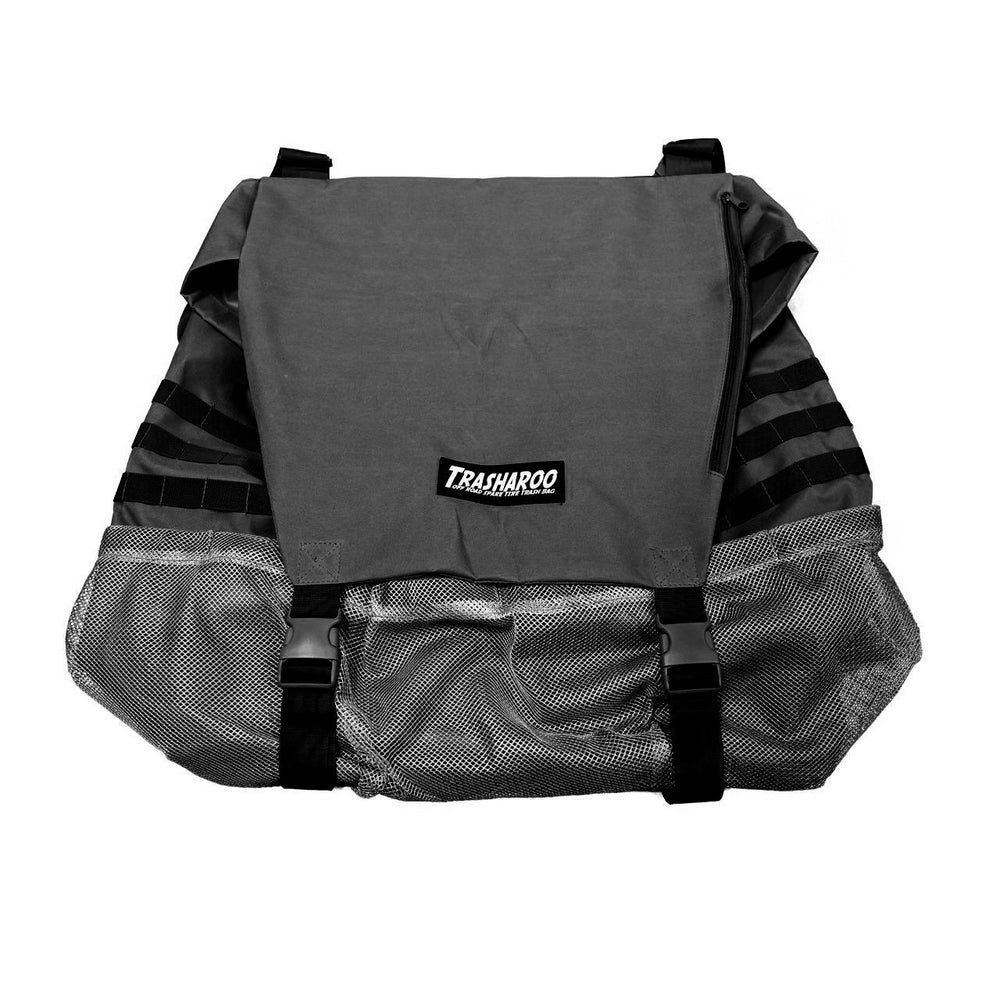 Trasharoo front view black showing large capacity and durable fabric
