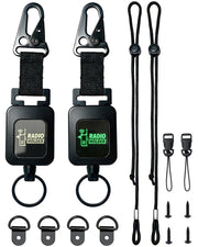 Treayes front view of two retractors and included mounting kit, shows complete set and convenience