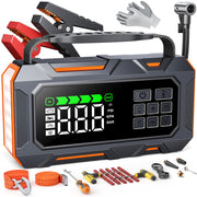 TREKURE front view showing unit and included accessories for quick roadside help