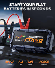 TREKURE thick 8AWG jumper cables close-up ensuring fast starts