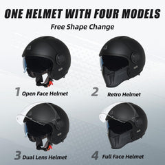TRIANGLE helmet outer shield close-up showing clear view and easy removal