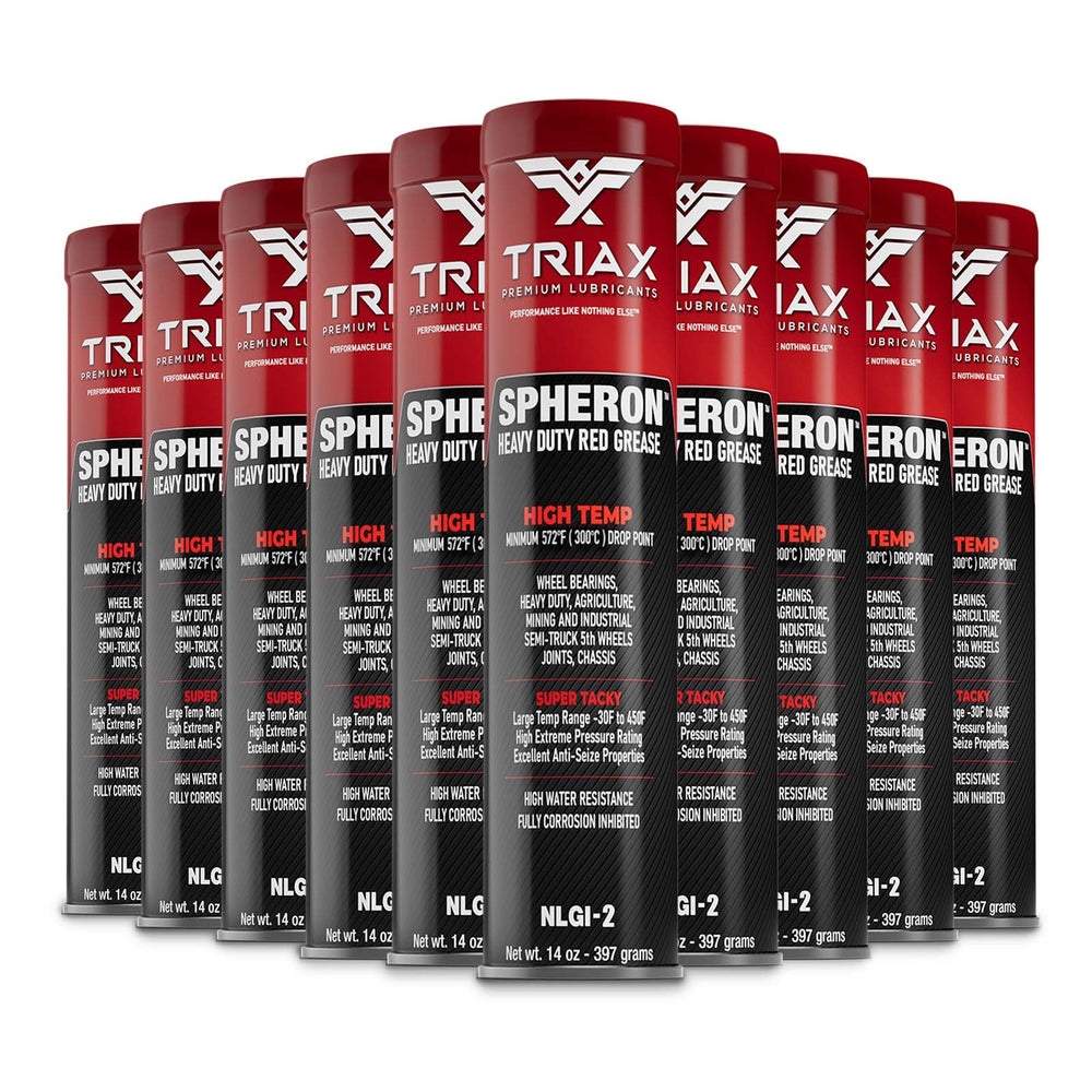 Triax Spheron front packaging showing 14 oz tube and 10-pack durability