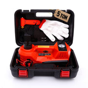Trihelper electric jack front view showing compact case and benefit quick setup